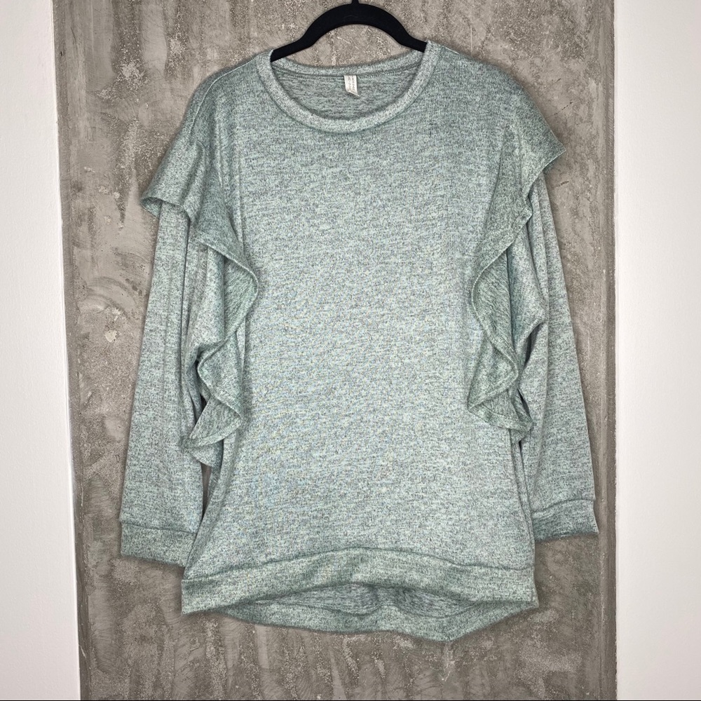 Flamingo Urban | Seafoam Ruffle Sweater